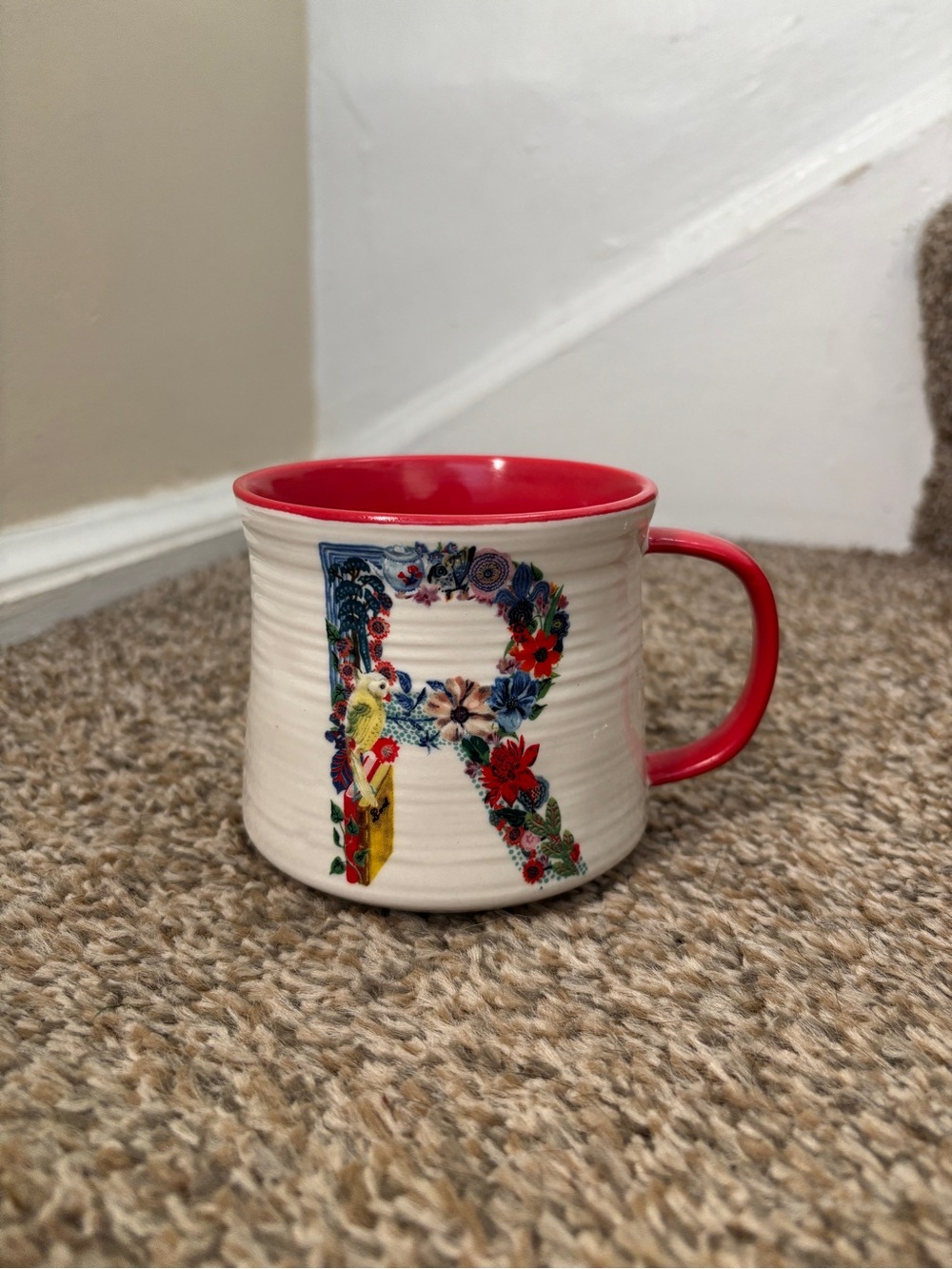Anthropologie Nathalie Lete Bouquet Monogram Coffee Mug R Initial